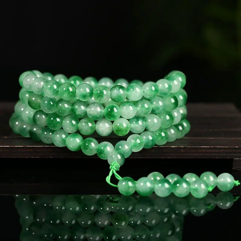 Natural Jadeite Jade Multi-circle Ice Seed Flower Bracelet