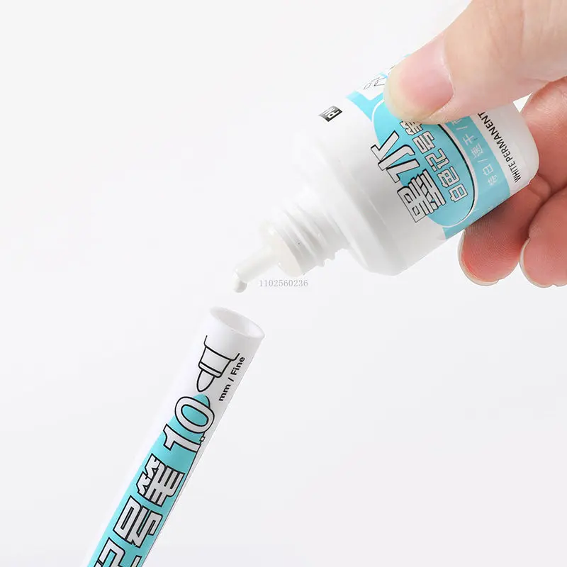 20ML White Ink Oily Marker Pen Filling Paint White Ink Markers for Painting Tyre Tread Environmental Waterproof Permanent Pens