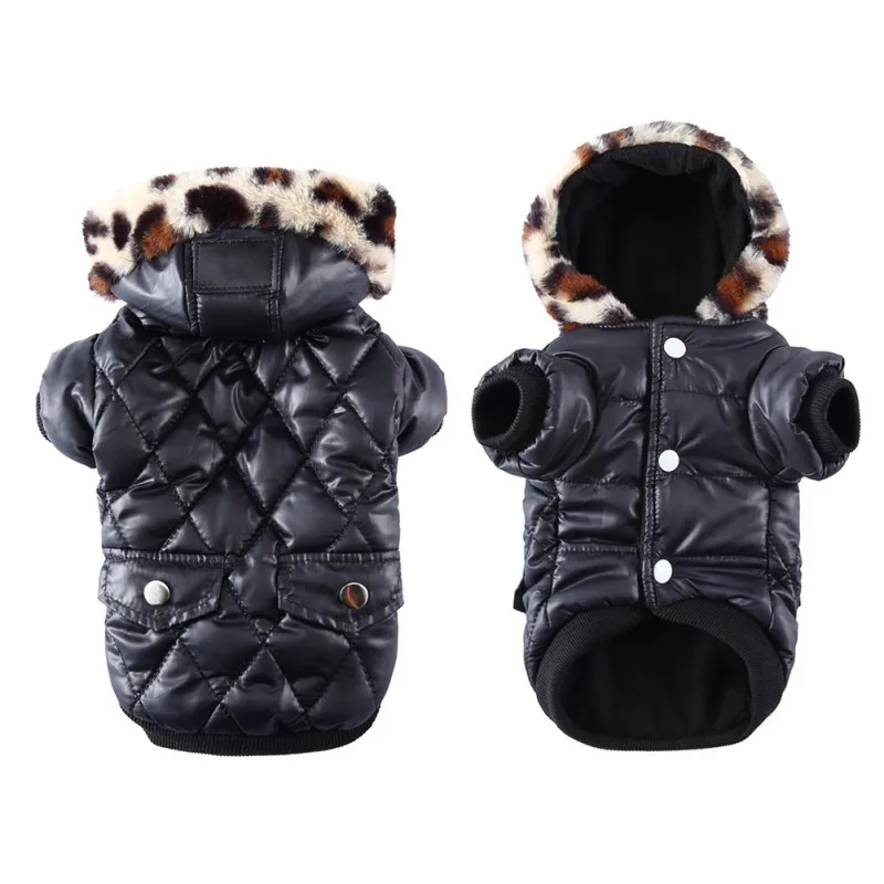 Dog Coat with Warm Detachable Hat Dog Thick Jacket Hoodie Reflective Sweater Clothing Outfits