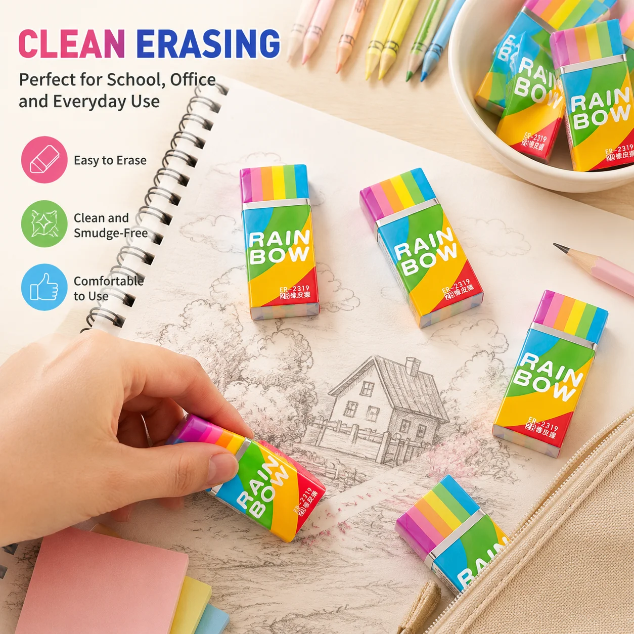3/6/10/20 Pcs Colored Erasers - огляд і ціна Chalk Bag