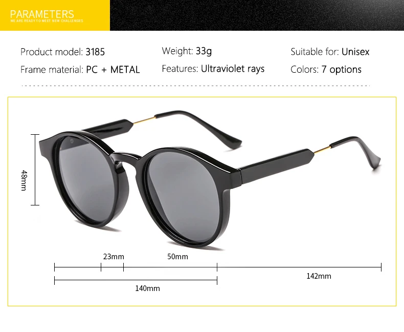Neue trendige Retro-Sonnenbrille mit Textur, runder Rahmen, modische Sonnenbrille 3185 – Detail 4