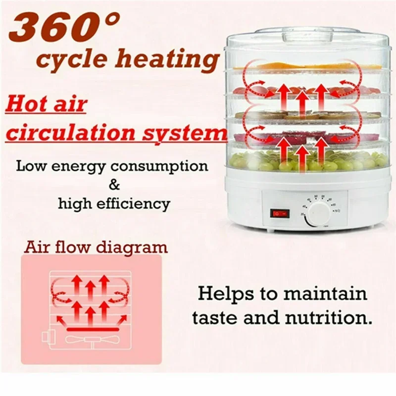 350W Dried Fruit Vegetables Meat Machine Household MINI Food Dehydrator Pet Meat Dehydrated 5 layers Snacks Air Dryer