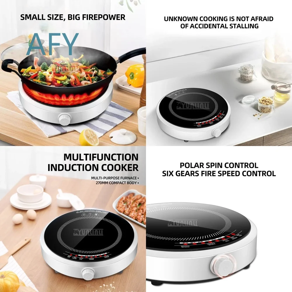 Round Smart Induction Cooker for Electric Stoves Portable Induction Hob for Wok Cooking Fast Heating Kitchen Appliance Energy
