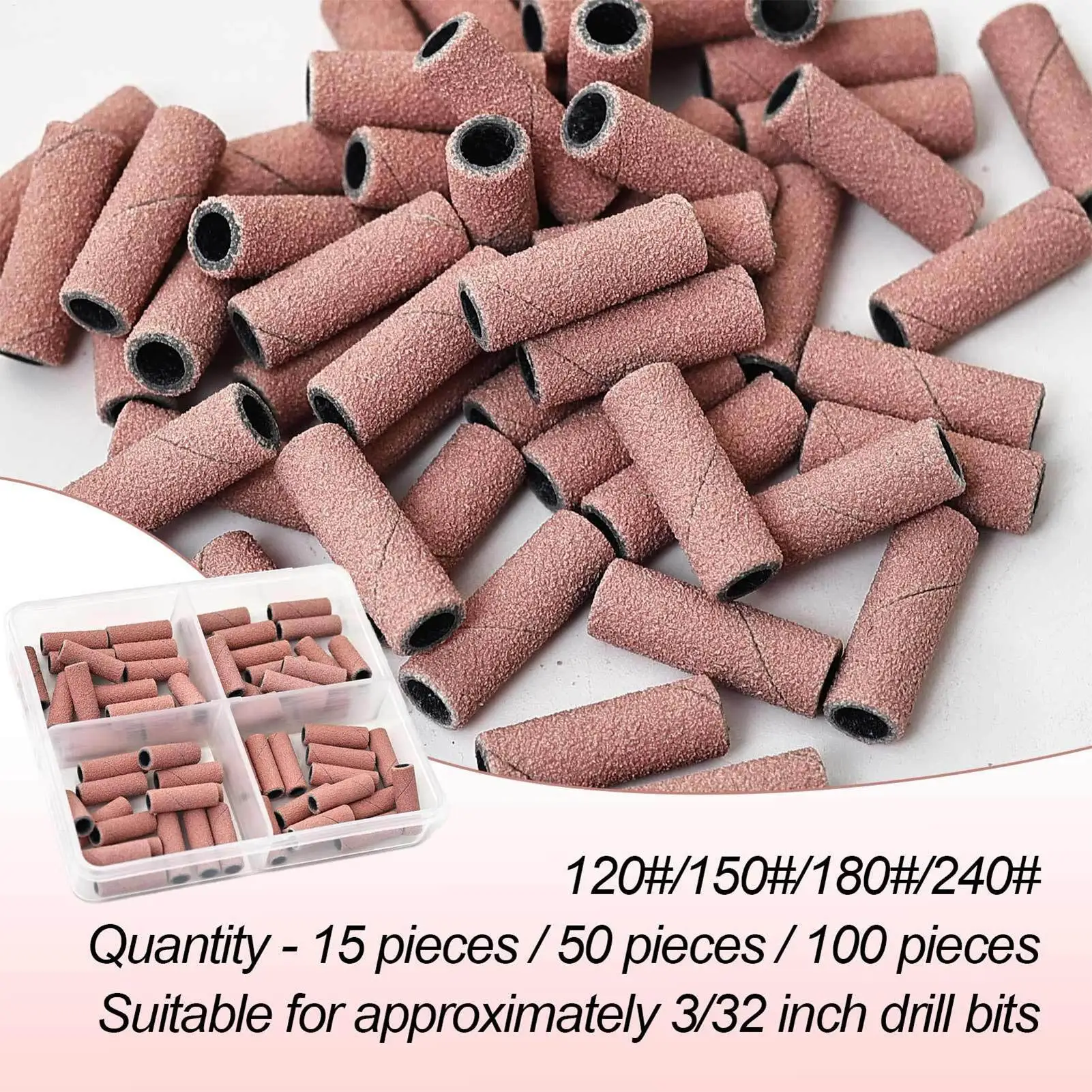 50pcs Nail File Sanding Bands Nail Drill Bits Sanding Bands for Electric Machine File Grinder Sand Band Nails Gel Polish Remove