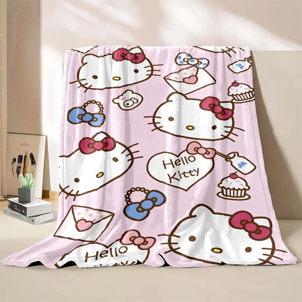 Hello Kitty Sanrio Blanket Soft Fluffy Cartooon Throw King Size Luxury Blanket Kid Boy Adult Sofa Bed Blanket Cover Throw Gift