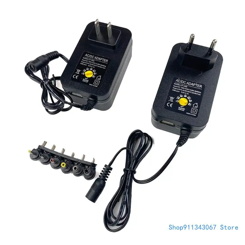 

30W Universal Adapter Adjustable ACtoDC 3-12V Switching Power Supply with 6 Selectable Connector Tips Drop shipping