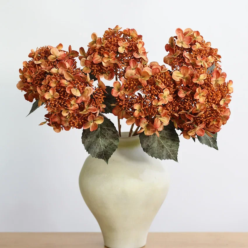 4 Stück Simulierte Hortensienzweige aus Seide, Künstliche Blumen für Heim- und Schlafzimmerdekoration, Gelbe Hortensien Kunstblumen – Detail 11