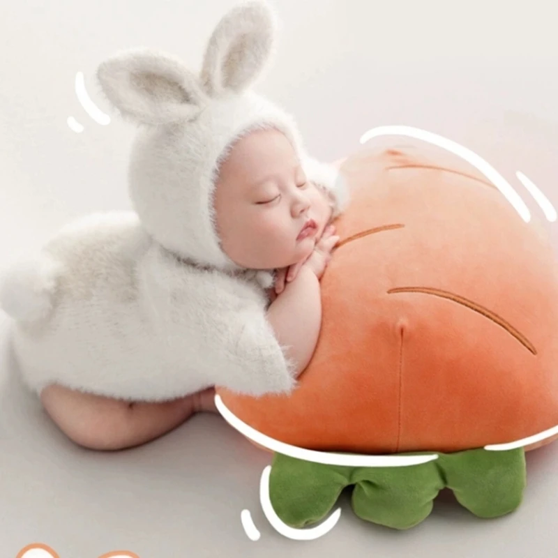 Newborn Photography Props Plush Carrot Posing Pillow Baby Photo  Props  Photo Backdrop Accessories Baby Crib A2UB