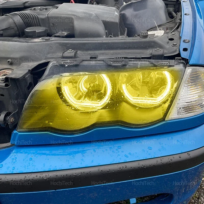 Day Light DRL Angel Eyes LED CSL Style Lemon Yellow Headlight Ring Kit For BMW 3 Series E46 Sedan 1999-2005 Halogen Headlight view 3