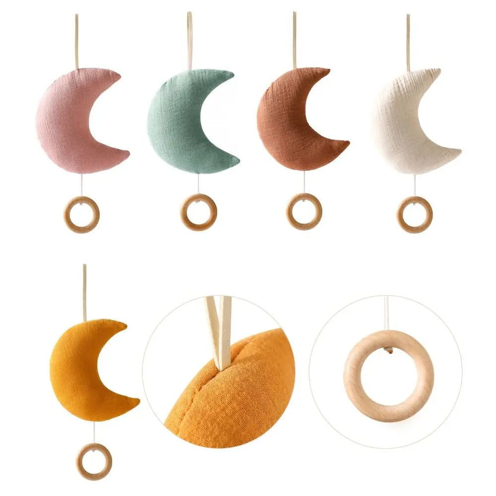 Moon Baby Bed Bell Rattle Toy Pull Rope Hanged Drawstring Music Toy Battery-free Decorative Suction Door Wind Chime