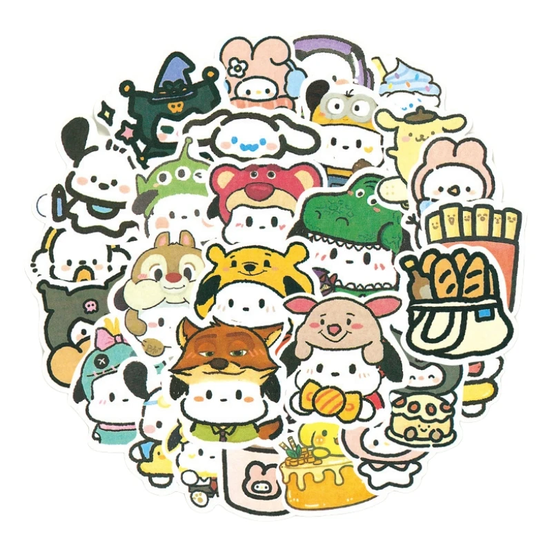 Sanrio-pegatina de dibujos animados para teléfono móvil, Pochacco Kuromi pompurin, decoración de refrigerador, monopatín de escritorio, guitarra, 100, piezas