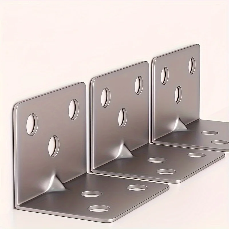 4pcs L-shaped metal brackets, 90-degree angle fixing plates, furniture connectors, support bracket