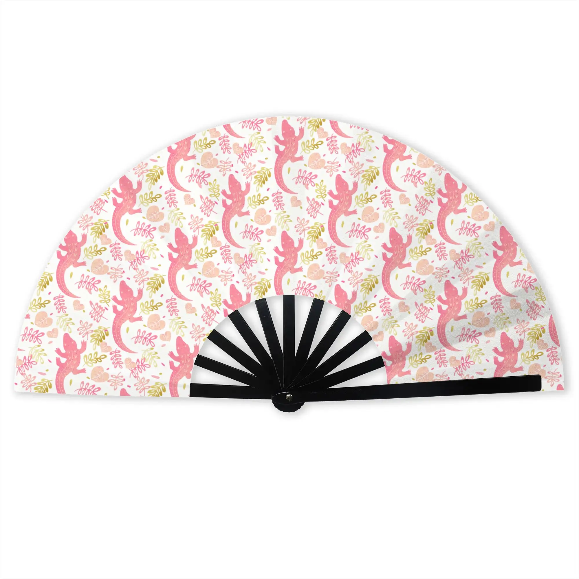 Pink And Gold Alligators  Hand Fan Promotional Gift Wedding Crocodile  Animal Reptile Durable Folding Fans Novelty Bulk Pack Fan