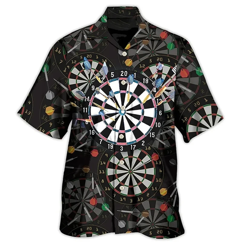 New Men's Cuban Collar Shirts 3d Dart Target Print High-Quality Men Clothing Beach Party Sportswear Casual Hawaiian Shirt Blouse