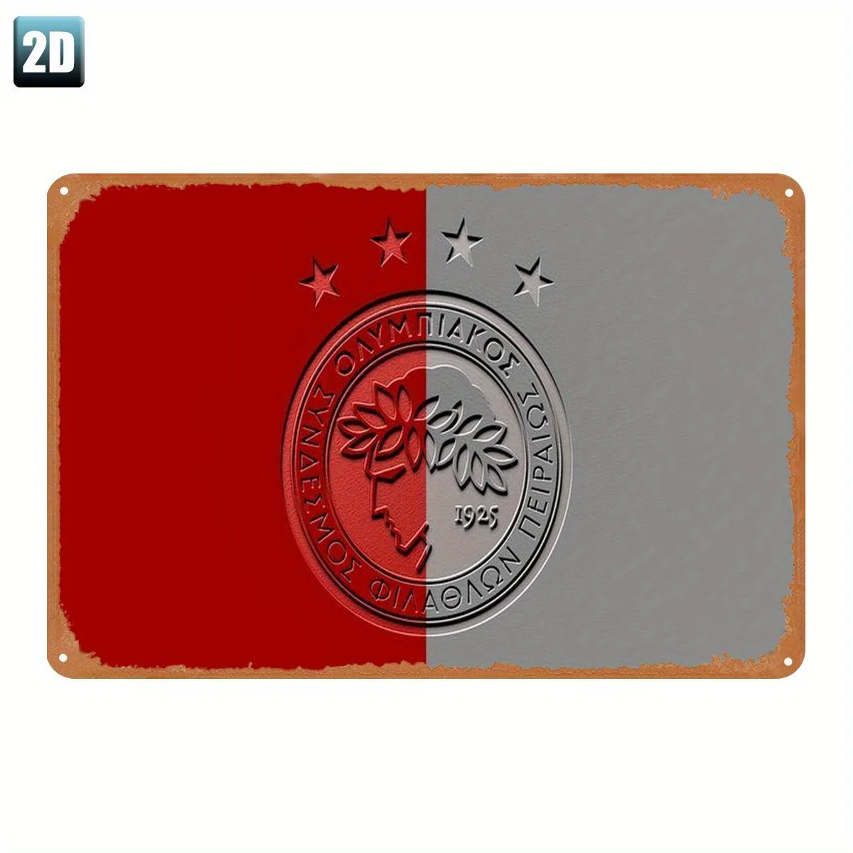 2D Plat - 1 قطعة. كريست أولمبياكو إف سي. جدارية فنية - ملصق ديكور عالي الجودة. Panneau en metal، كيو سيستاد لاموس