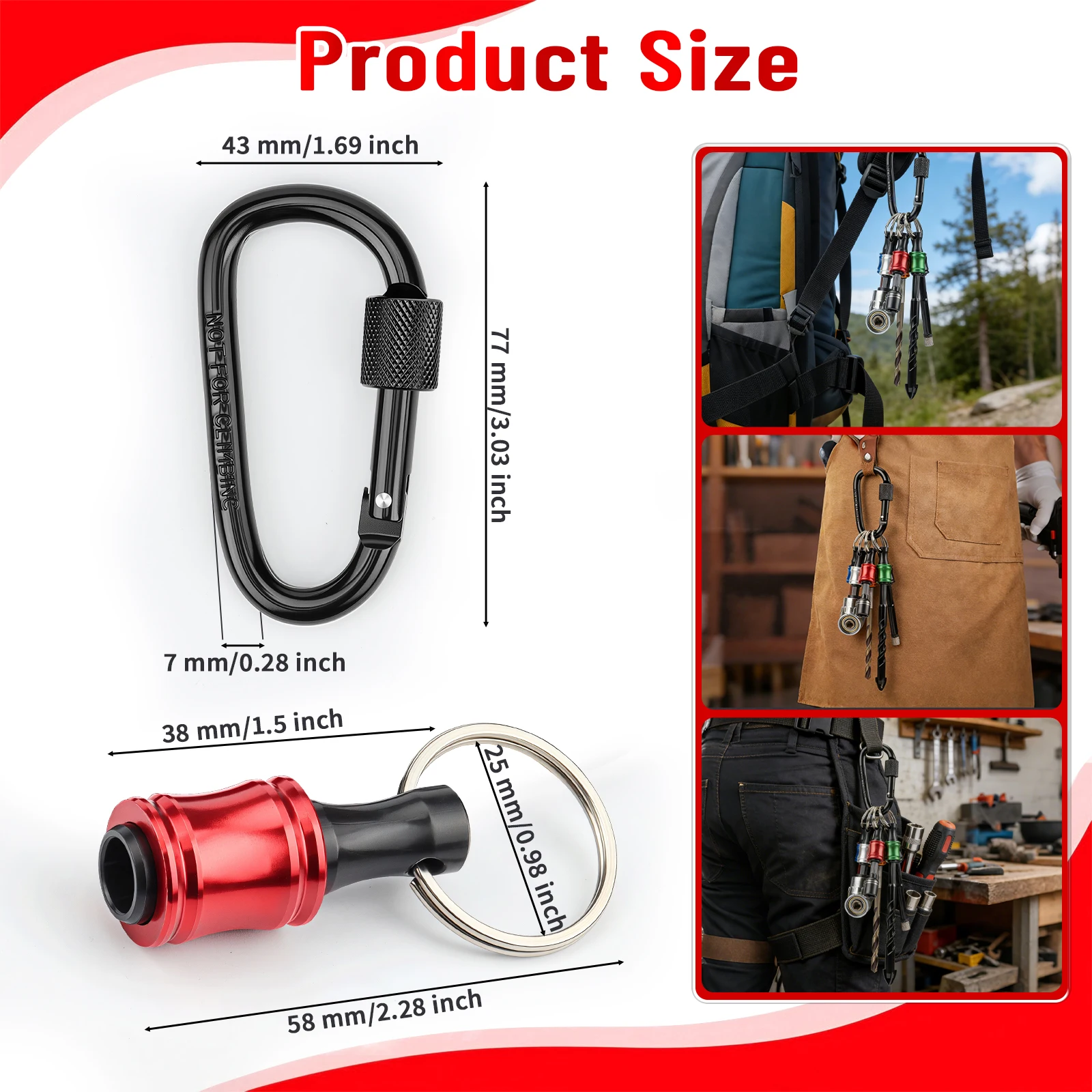6-Piece Set of Colorful Keychain Quick-Change Extension Rods 1/4 Hex Handle Conversion Rod Screwdriver Quick-Release Socket Tool Set