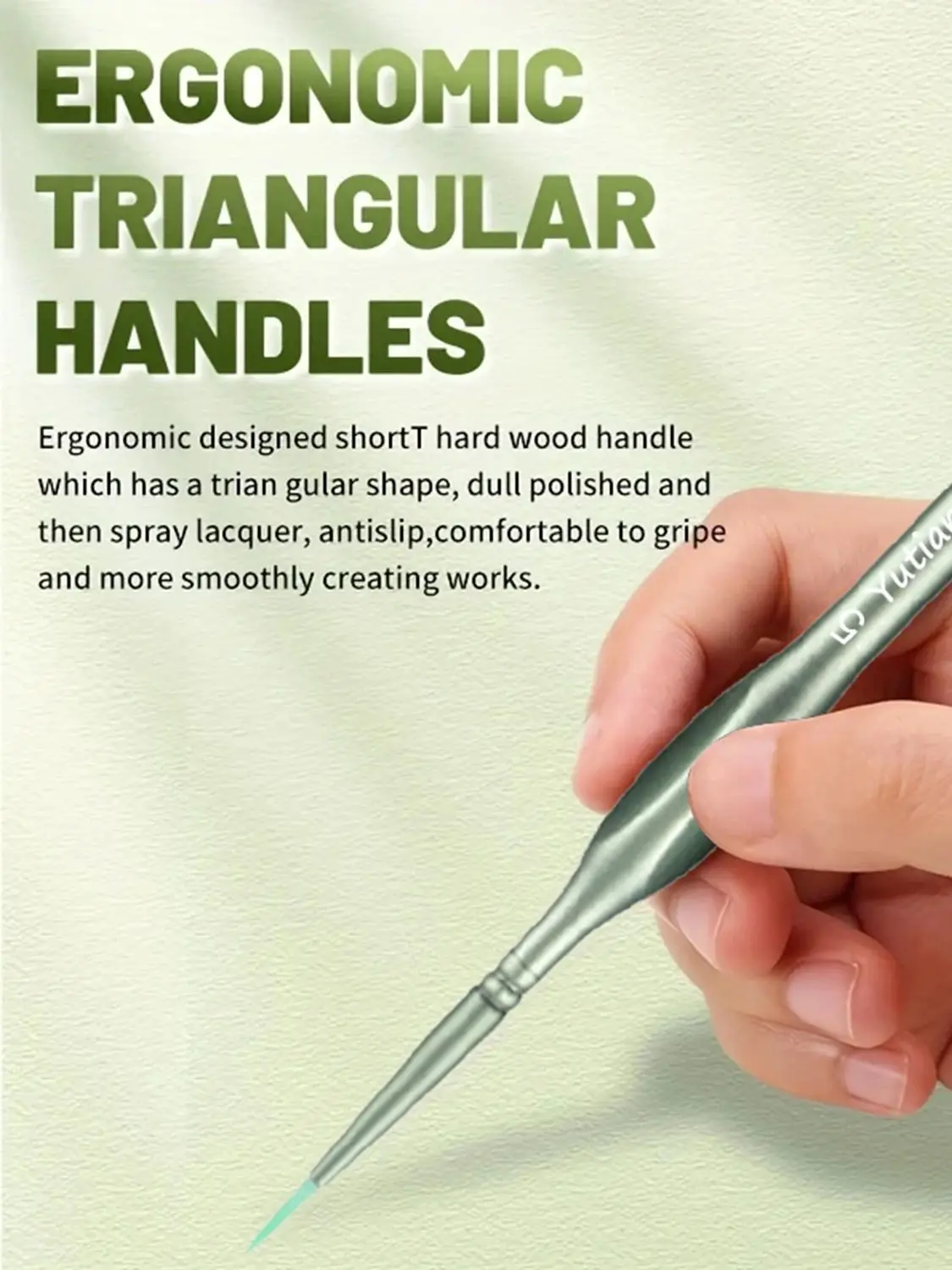 11 pièces pinceaux miniatures avec poignées triangulaires: haute qualité-acrylique, aquarelle, artisanat, modèles