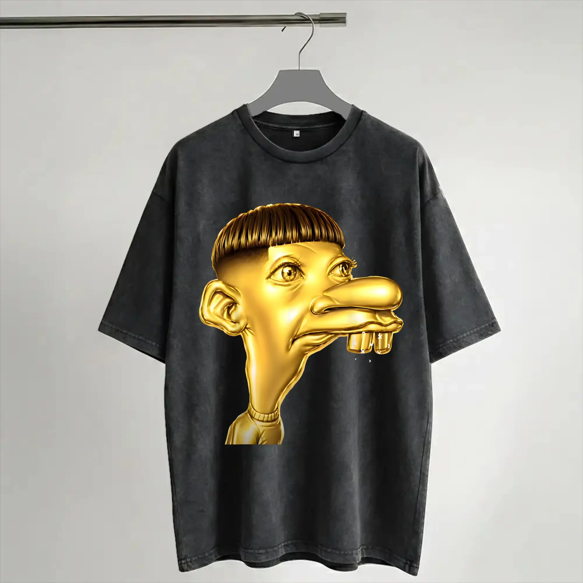 Golden Neegy Meme Funny Internet Brainrot Gen Z Humor T Shirt Hip Hop Washed T-Shirts  Novelty for Men Women Streetwear