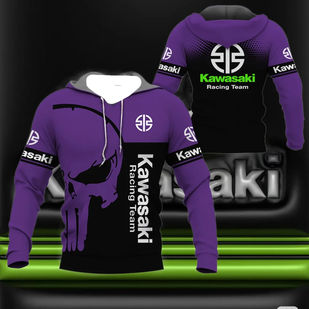

2025/26 Spring and Autumn 3D Print Kawasaki Ninja Motorcycle Riding Off-Road Pullover Extreme Sports Adventure Unisex Hoodie
