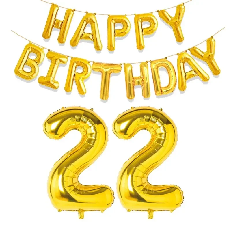 15 Stück goldene alles Gute zum Geburtstag mit Zahlen-Folienballons für Kinder und Erwachsene, Party-Dekoration, Junge, Mädchen, 10, 18, 20, 25, 30, 35, 40, 50, 60 Jahre alt – Detail 15