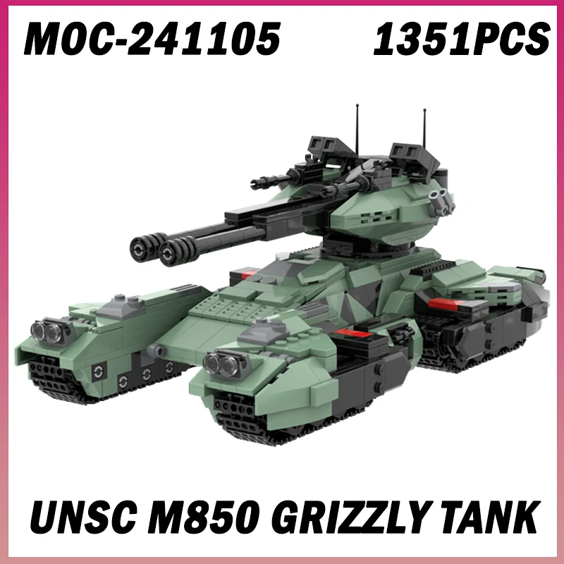 

1351PCS MOC-241105 UNSC M850 Grizzly Tank Popular Games Military War Model Building Blocks Bricks Assembly Toy Adult Kids Gift