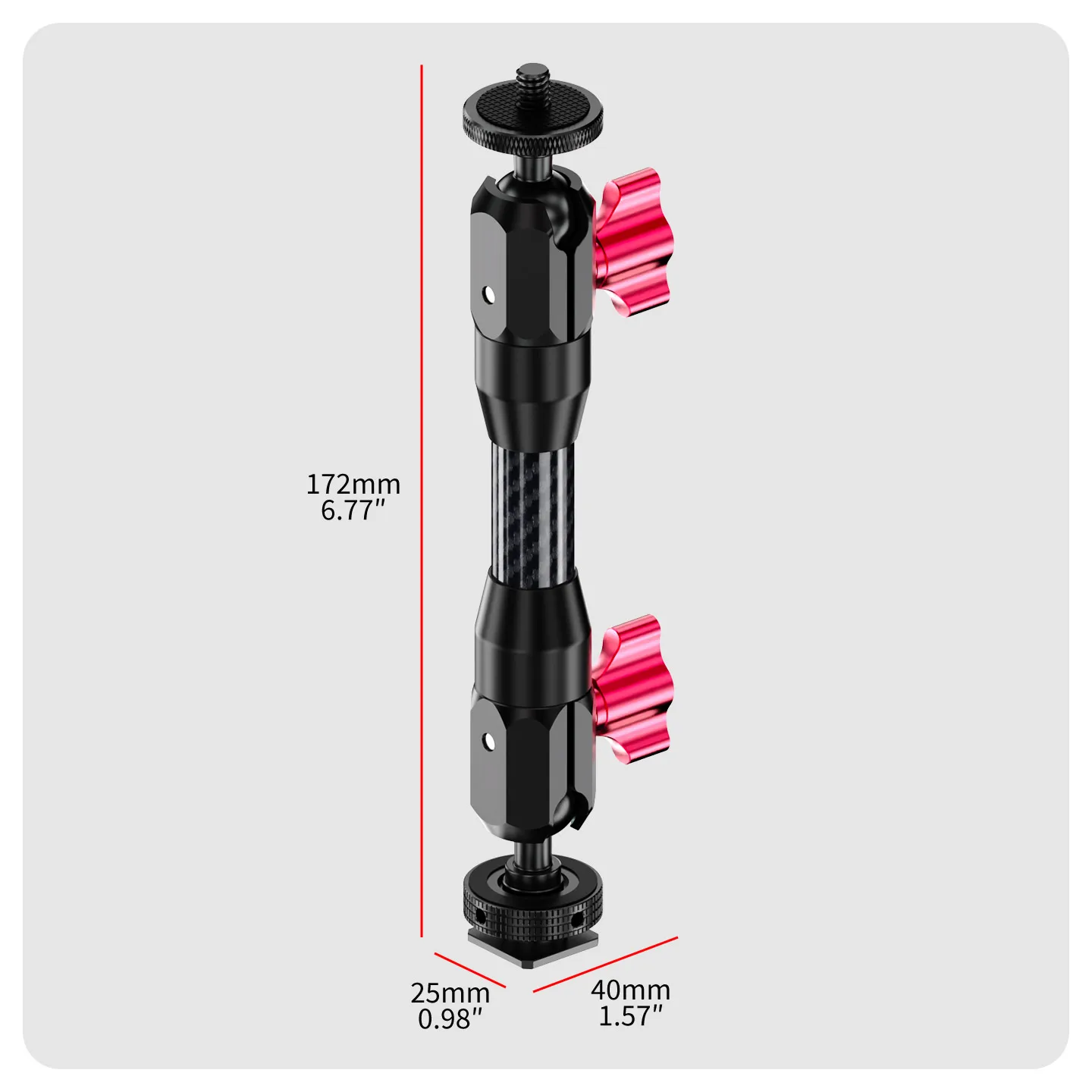 Doppel-Kugelkopf 1/4 Zoll Schraube auf Cold Shoe Halterung Magic Arm Aluminium Glasfaser Verlängerungsarm für Kamera Monitor Füllicht Krabbenklemme – Detail 13