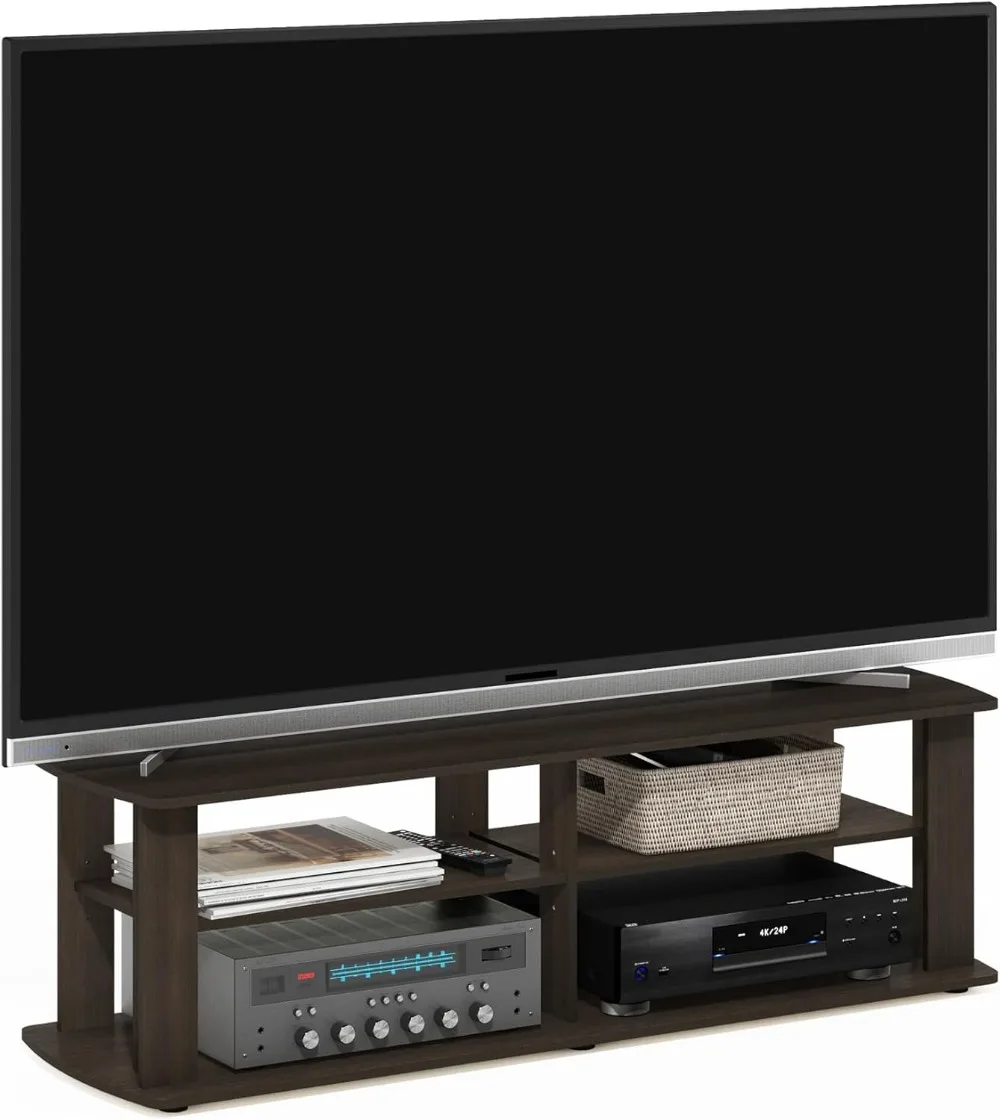 

Dark Brown TV Stand with 3-Tier Storage, 43.3" Wide Entertainment Center for Flat Screen TVs up to 49 Inches