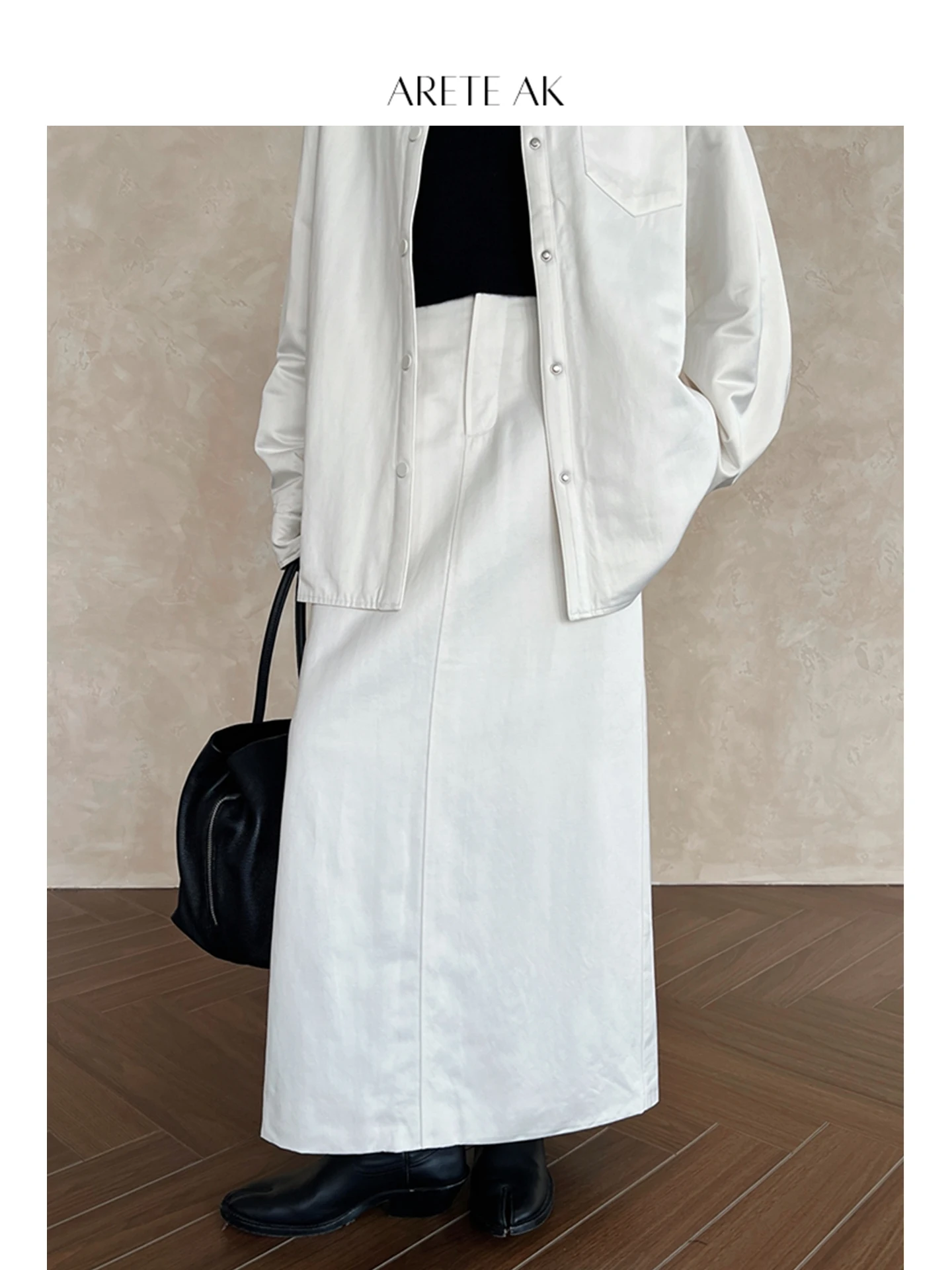 

High Waist A-Line Midi Skirt Pure Color Cotton Blend Korean Sle Casual Slimming f Skirt Ladies Faion Spring 2024