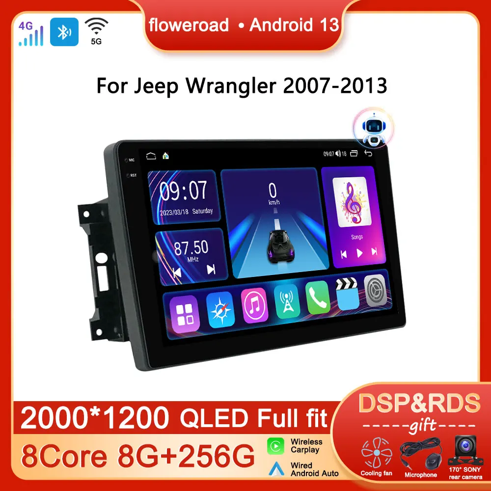 

Автомагнитола для Jeep Wrangler 2007-2013 Grand Cherokee Compass Commander Chrysler Sebring Android мультимедийный плеер GPS Carplay 4G