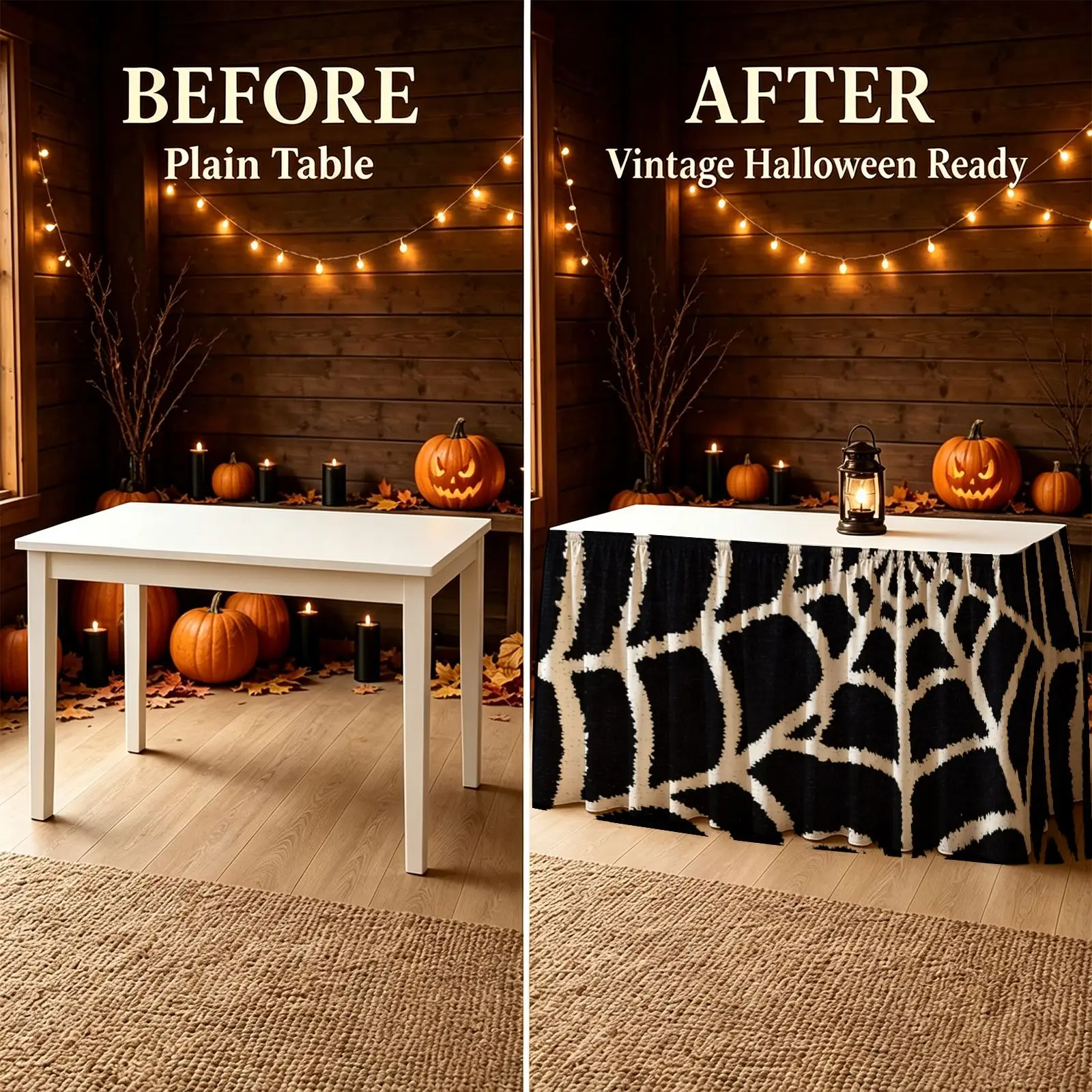 White spider web pattern on a black background,Halloween tablecloth to decorate the tablecloth,restaurant and kitchen decoration