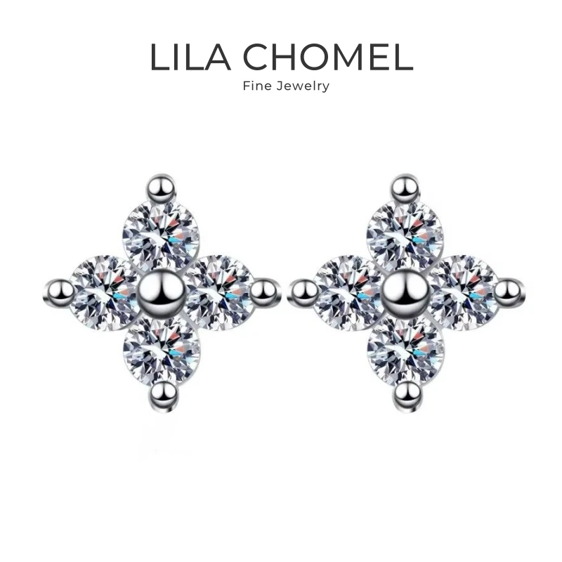 

Women Valentine's Day 18K White Gold Wedding Fine Jewelry 0.8CT Moissnaite Diamond PT950 Platinum Girl Earrings Birthday Gift