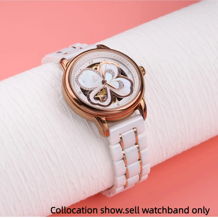 For Tissot Casio Huawei GT4 GT5 ceramic Stainless steel watch strap 14mm 15mm 16mm 18m Watchband Rose gold wristband Accessories