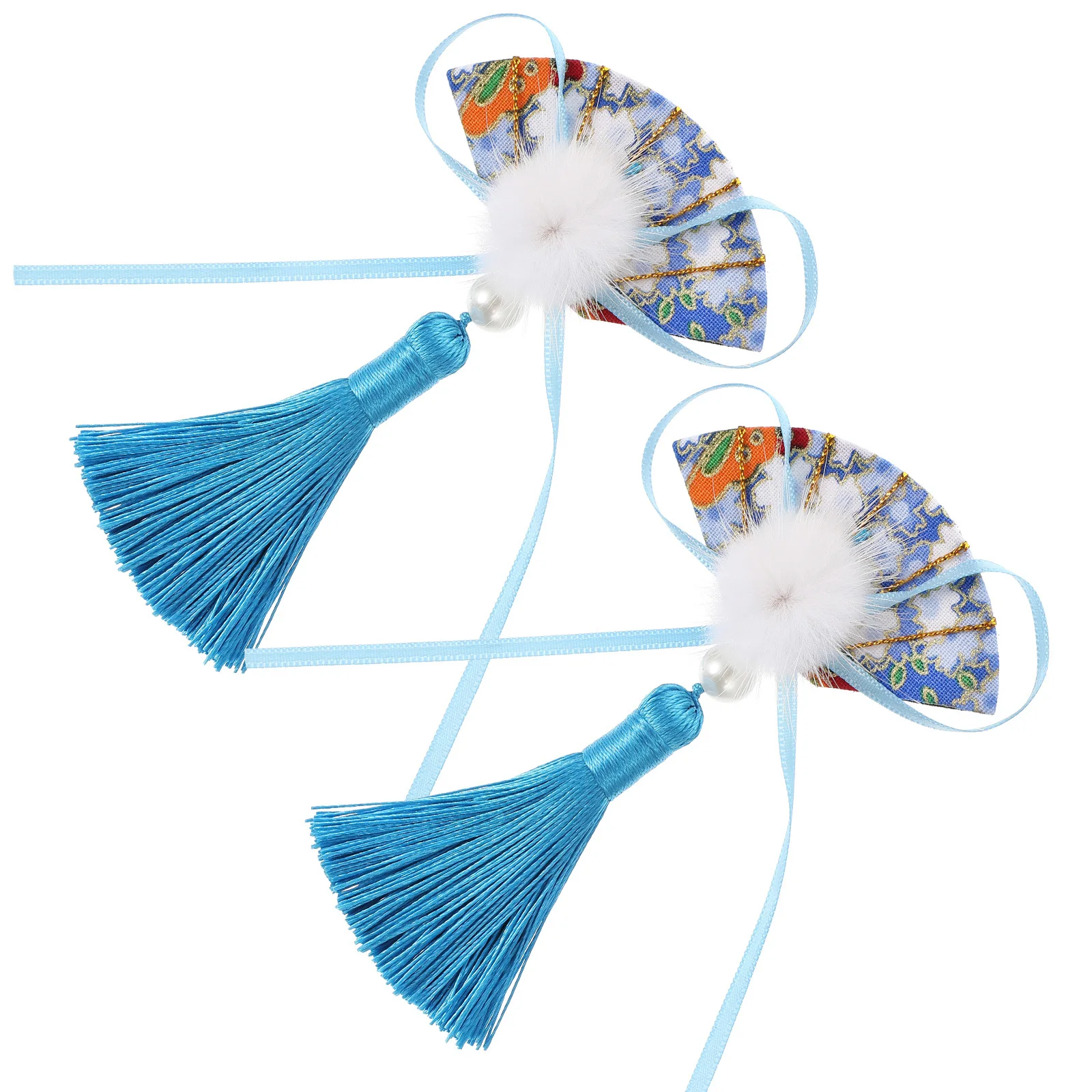 

Пара тканевых заколок для волос с кисточками в стиле ретро, новогодняя повязка на голову для детей и женщин, аксессуар для фестивалей, вечеринок, маскарадов, сценических выступлений