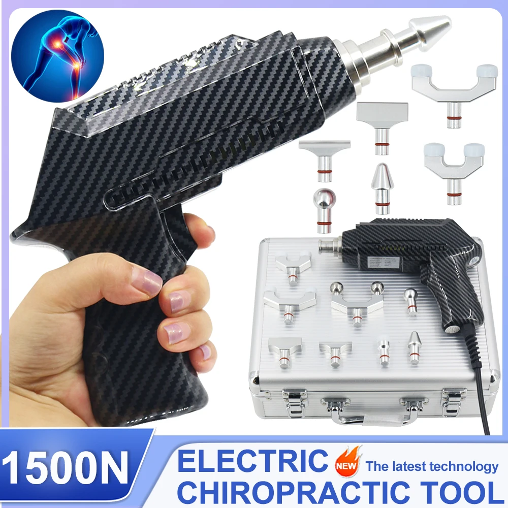 Electric Correction Gun Spinal Adjustable Instrument Impulse Spine Cervical Portable 1500N Massager Chiropractic Adjusting Tools