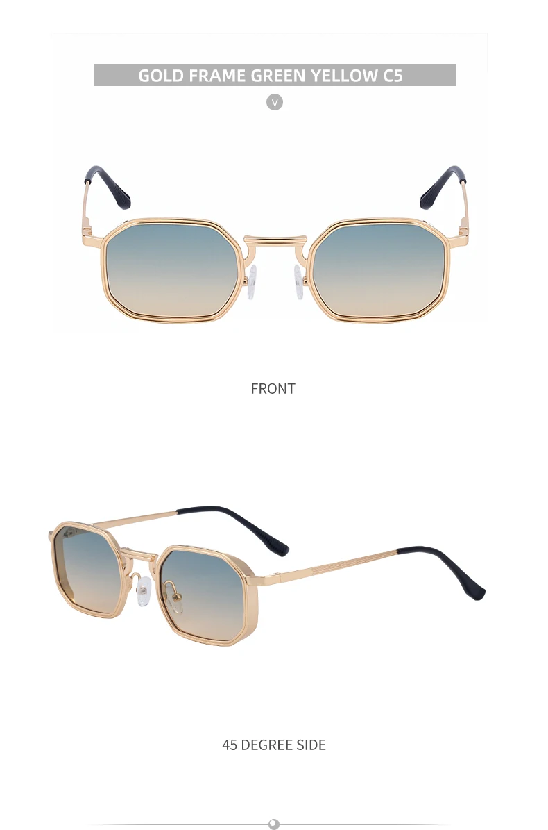 Steampunk Klassische Rechteckige Sonnenbrille für Herren 2026 Luxusmarke Punk Polygon Metallrahmen Sonnenbrillen für Männer Fahrbrillen Schutzbrille – Detail 19