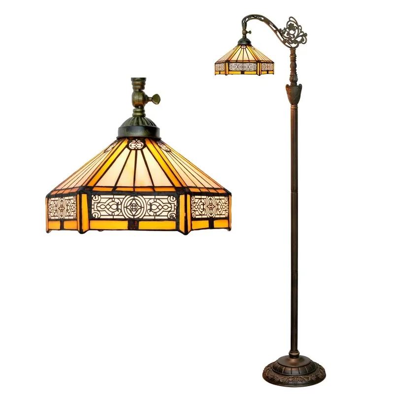 

Tiffany European retro style 30CM hexagonal floor lamp indoor lighting soft light arch gooseneck