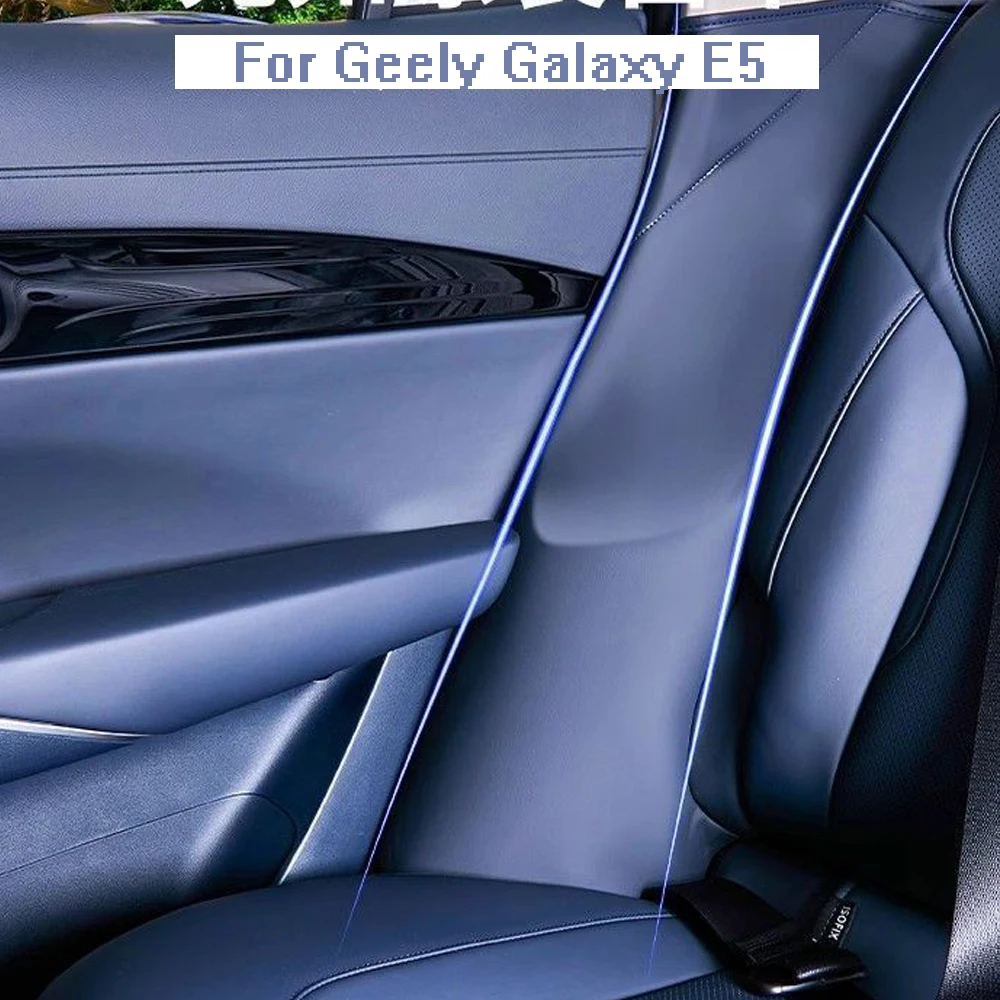 

For Geely Galaxy E5 2024 2025 Leather Car C Pillar Anti-kick Protective Mat Seat Belt Pad Rear Door Cover Strip Accessories ﻿