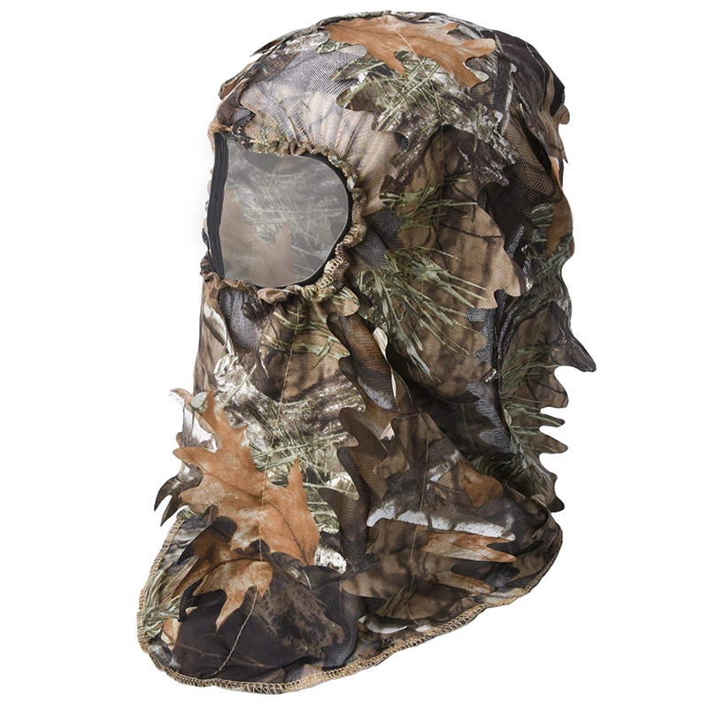 3D Full Face Mask Headwear Camouflage Biomimetic Tree Hunting Headwear Outdoor Bird Watching Night Fishing Hat Camo Headgear
