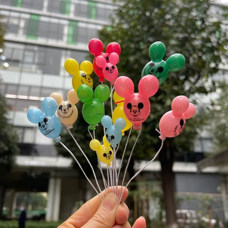 30pcs Mickey Balloon Mixed Hair Mickey Print Pattern Bulk Random Diy Desktop Decoration Car Toys Birthday Gift Children\'S Toys