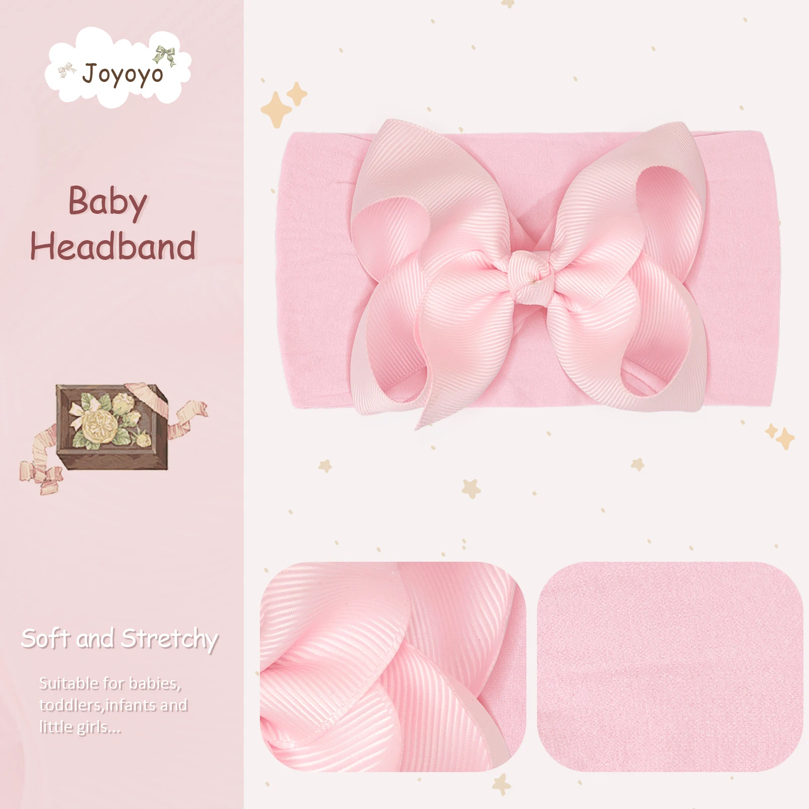 20 Colors Baby Nylon Knotted Headbands Girls Big 4.5 Inches Hair Bows Head Wraps Newborn Infants Toddlers Hairbands