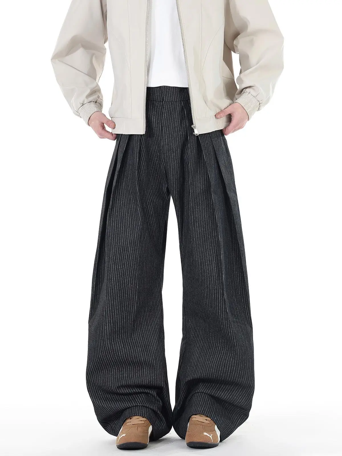 

Retro Flip Page Folded Knife Wide Leg Suit Pants Men Women Early Autumn Neutral Sle Slimming Small West Trendy Casual