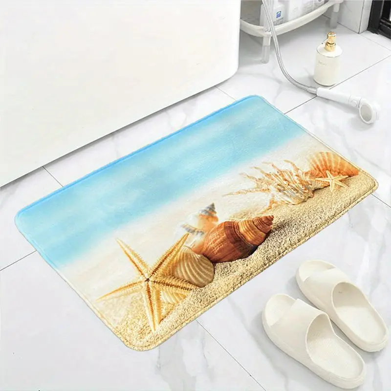 Seashore Beach Shell Starfish Mat Super Absorbent Non Slip Bath Carpet Waterproof Kitchen Entrance Rugs Home Living Room Decor