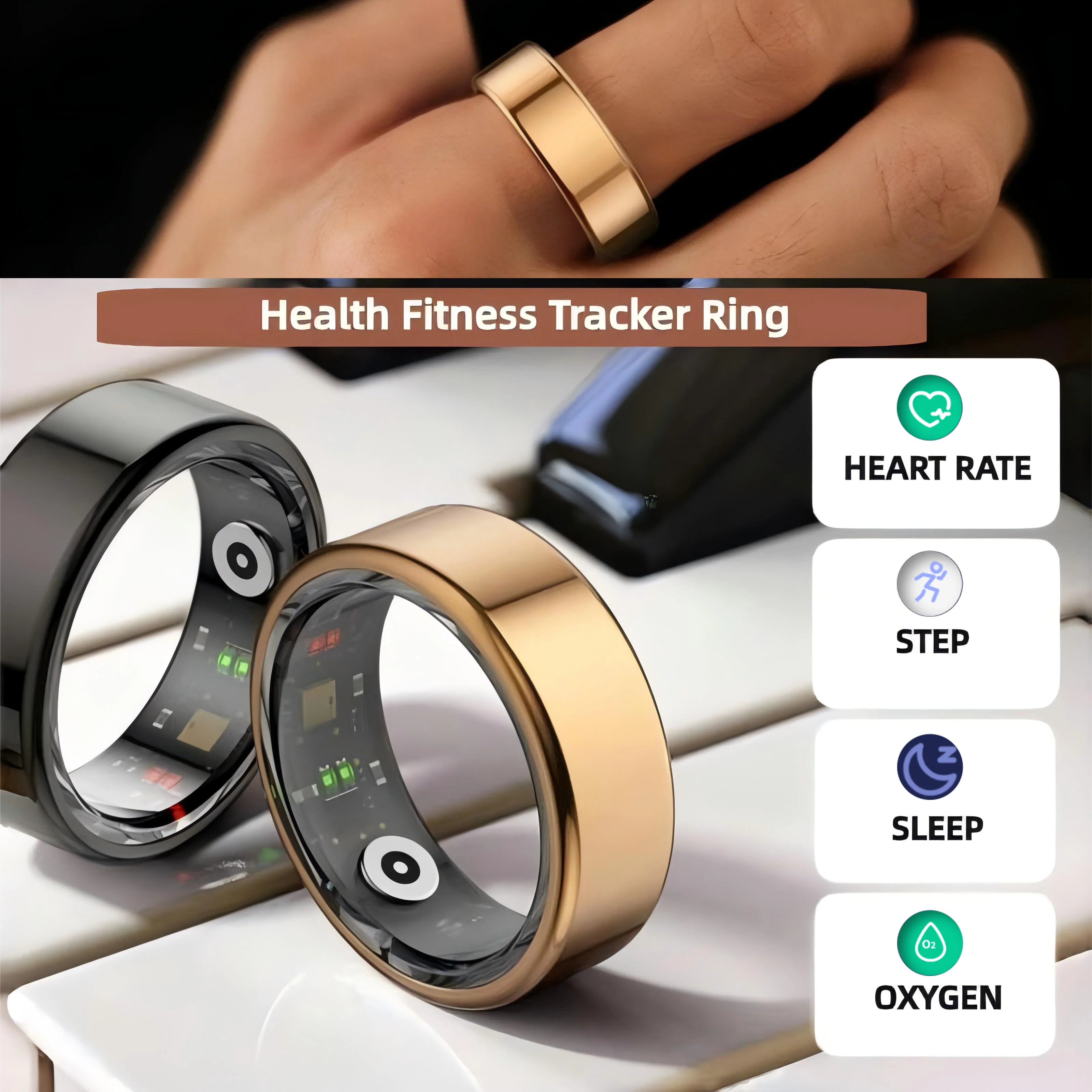 AIQUE Smart Ring Sports Ring Health Monitoring Bluetooth Heart Rate Blood Oxygen Sleep Pressure Motion Data Magnetic Charging