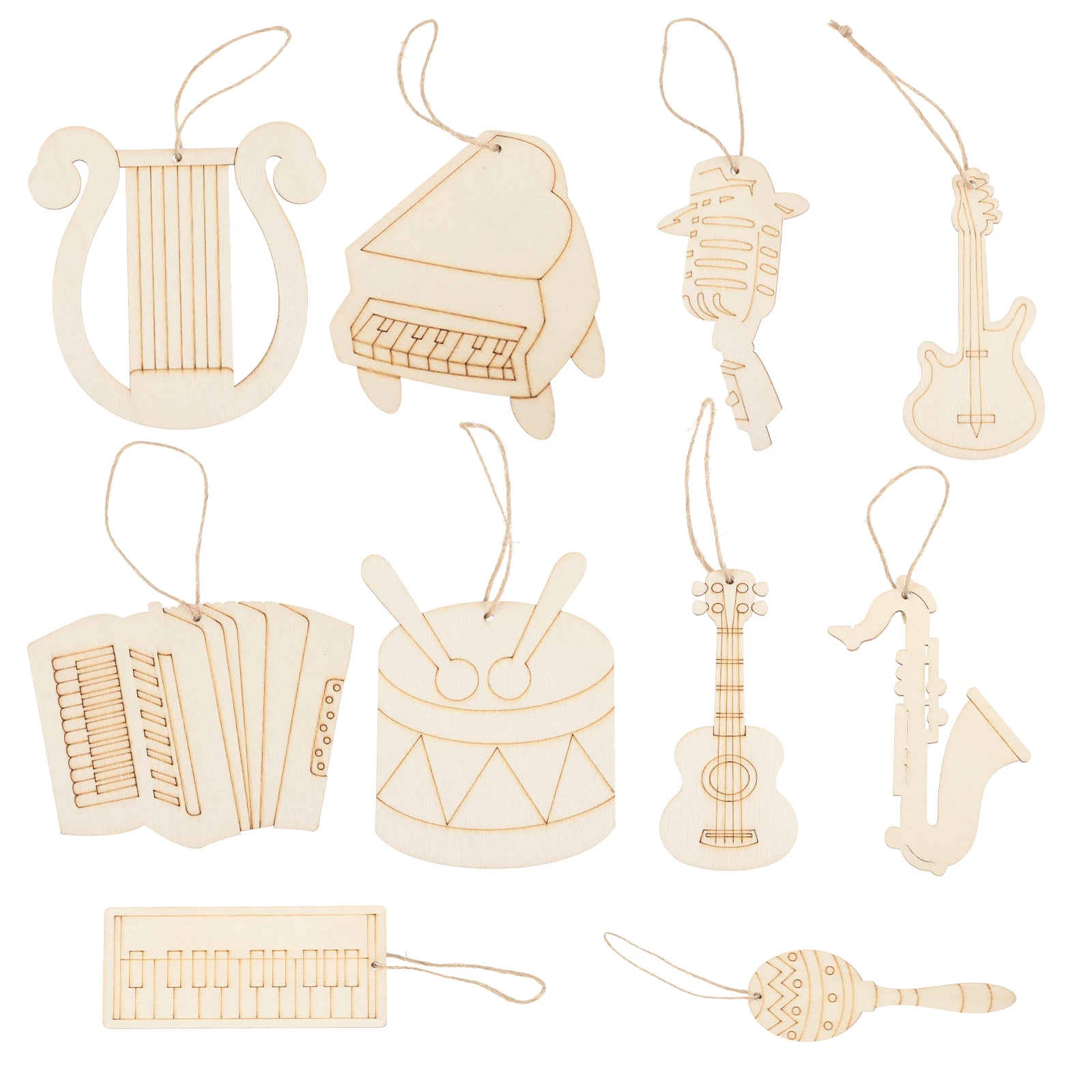 

1 set Children's Graffiti Pendants Unfinished Basswood Music Notes Cutouts Blank Wall Ornaments Diy Wood Adornments Craft Slices