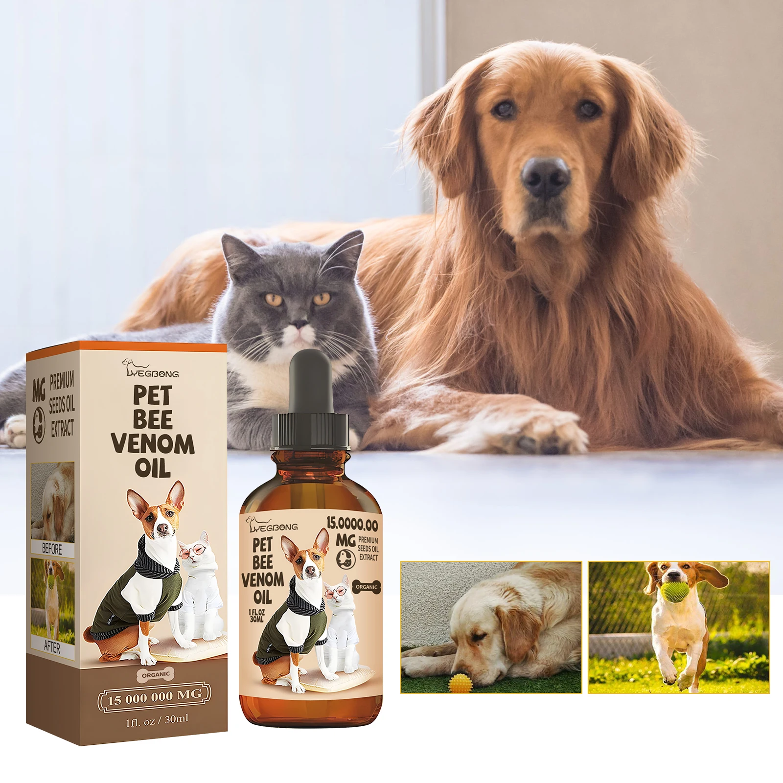 YEGBONG Pet Bee Venom Water Saving Cats Dogs To Relieve Leg Joint And Hip Pain Care Water-Contains Bee Venom Vitamin