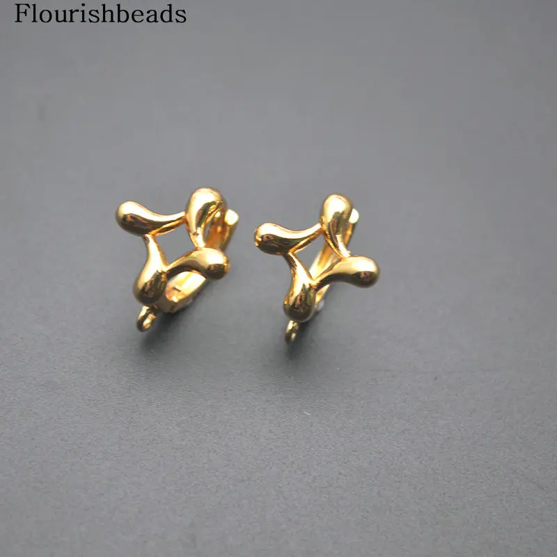 New Designs Anti-fading 18k Gold Color Flower Shape Metal Brass Shvenzy Leverback Earring Clasps Fashion Jewelry Making Supplies