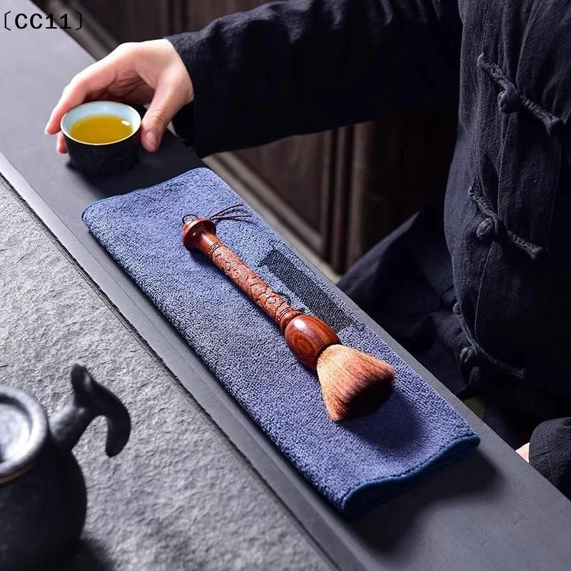 Chinese Style Cleaning Brush Hand Carved Dragon Pattern Sandalwood Handle Synthetic Fiber Brush〔CC11〕