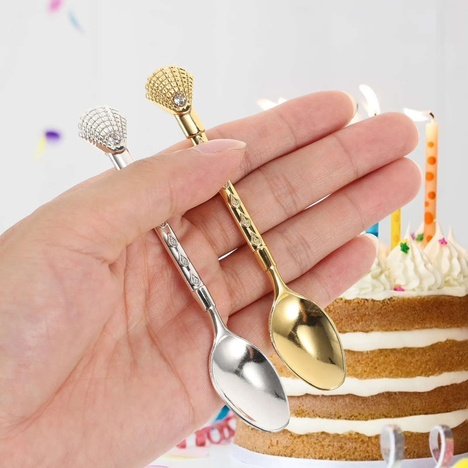 

2Pcs Zinc Alloy Stirring Spoons Smooth Round Surfaces Safe Healthy Use Ideal Gift Home Kitchen Coffee Shop Accessories