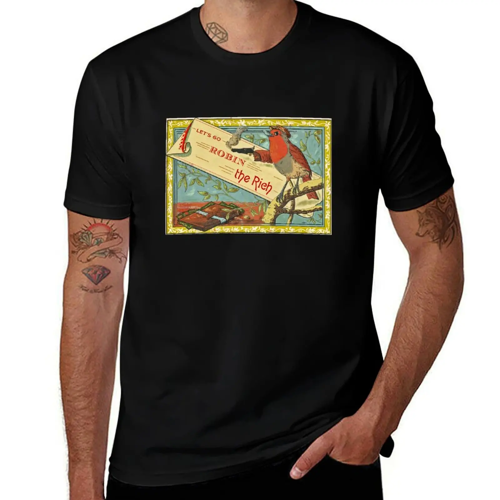 Robin the Rich - Anticapitalist Bird T-Shirt Odor Resistant Short Sleeve Top