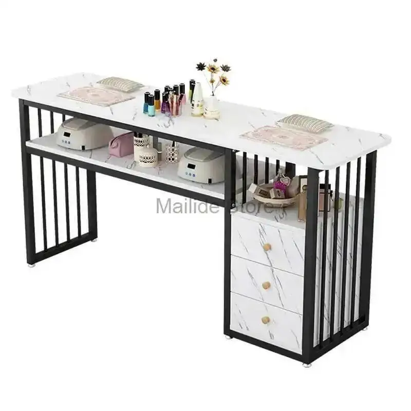 Modern Commercial Wrought Iron Manicure Station For Furniture Nail Tables Simple Economical Upscale Professional Manicure Table